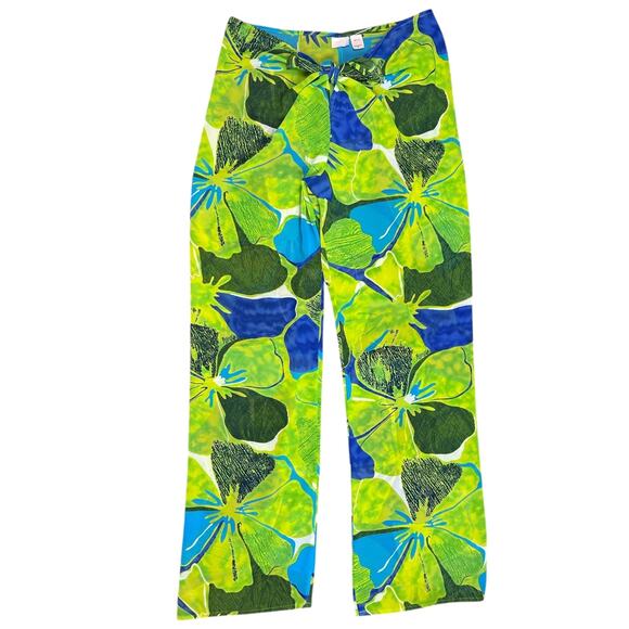 Vintage Y2K Victoria's Secret Swim Coverup Low Rise Pant Blue Green Floral Small - Picture 1 of 6